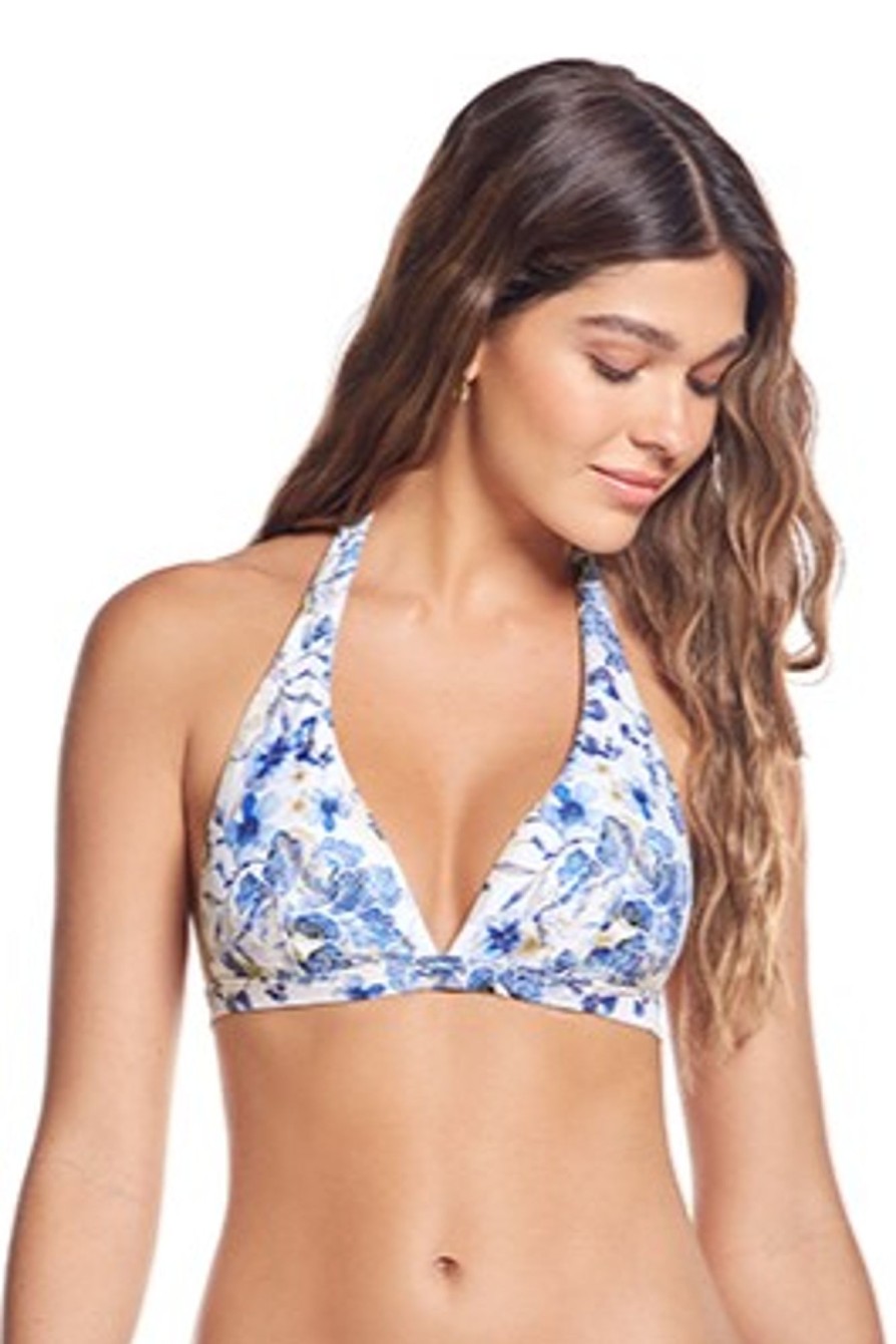 Top De Bikini Con Cuello Halter En Azul Cielo De Phax PHAX Best